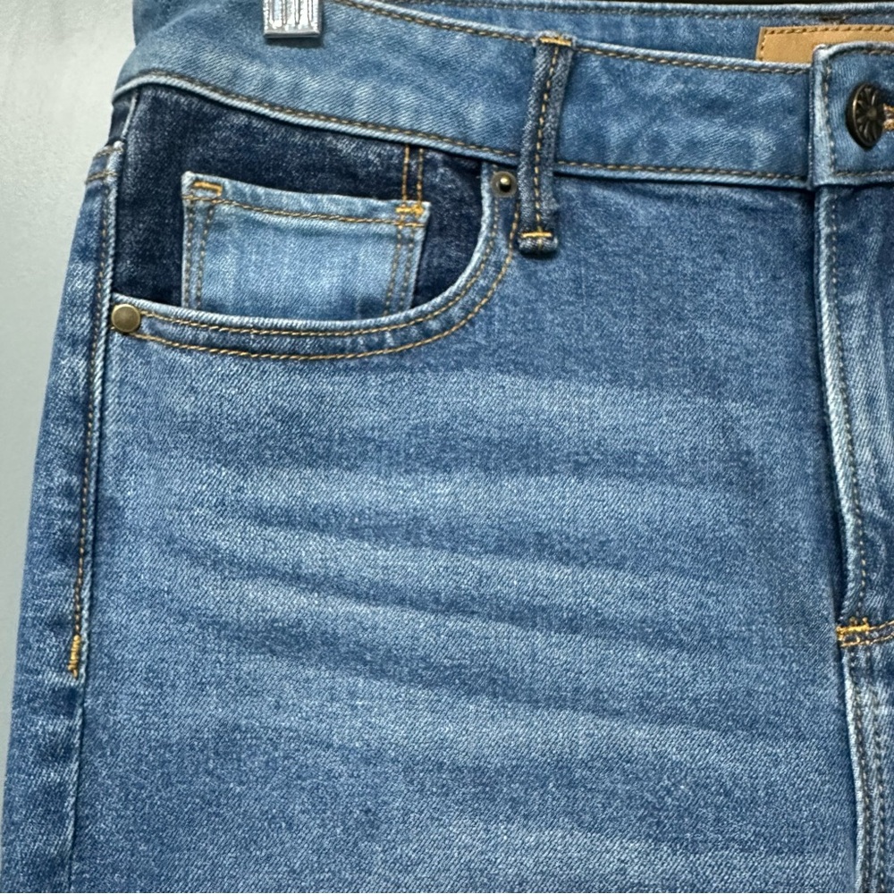 🔥SOLD🔥Driftwood Classic Fit Cleo Patchwork High Rise Flare Jeans Raw Hem - Picture 4 of 15